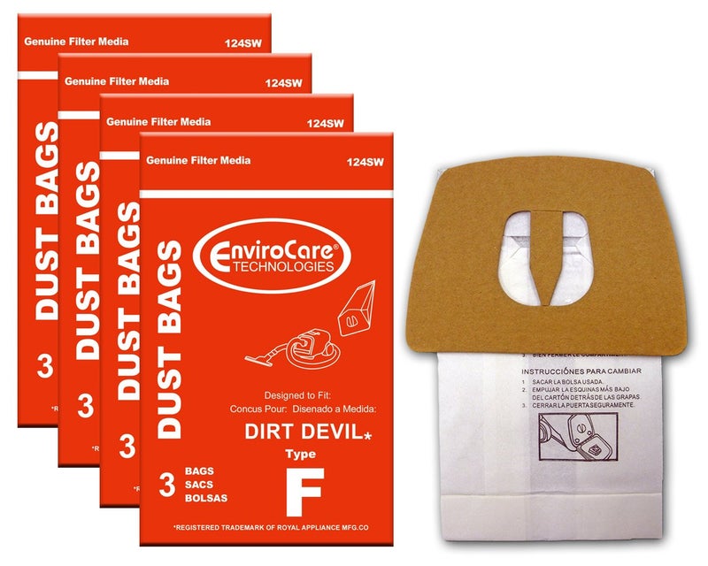 ENVIROCARE أكياس غبار مكنسة كهربائية بديلة من إنفايروكير مصممة لتناسب علب رويال ديرت ديفل نوع F 12 كيس - Image 1